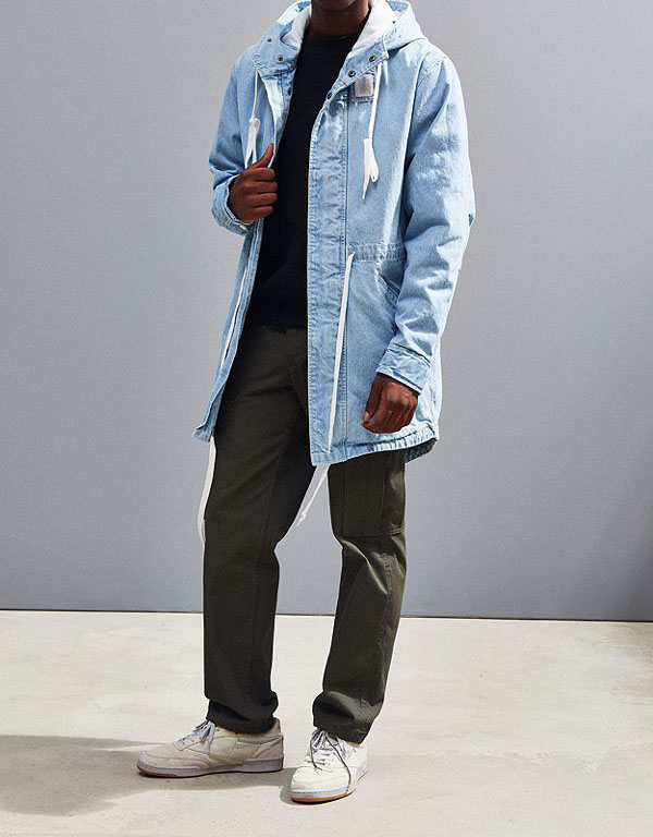 Veste En Jean à Capuche Homme Patchwork Délavé - Style Streetwear Vintage Pour Automne-Hiver