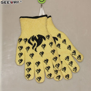 Gants résistants à la chaleur en aramide, revêtement en silicone jaune, design à boucle, doublure en coton antidérapante, <span class=keywords><strong>marque</strong></span> Seeway, pour travaux industriels, grillades - Product Image 5