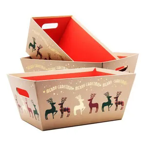 Рождественские коробочки из гофрированного картона, набор коробок, подарочные коробки