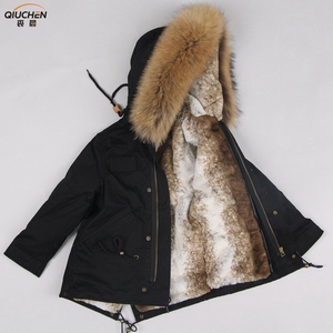 Desgaste de los niños 2018 bebé de la capa del invierno de las muchachas capa de los niños sable Faux piel con capucha <span class=keywords><strong>parka</strong></span> - Product Image 3