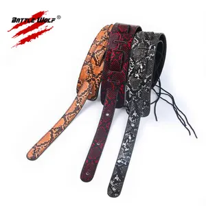 Different Style Wholesale Wear Resisting PU Leather Snakeskin Guitar Strap Leather