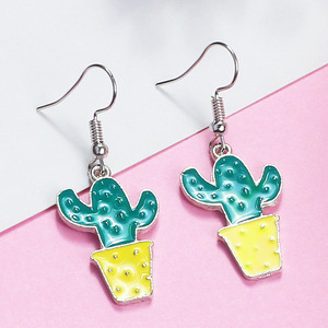 Versione coreana Temperamento Piccolo Fresco Verde Pianta di <span class=keywords><strong>Cactus</strong></span> Gancio Dell'orecchio Orecchino - Product Image 4