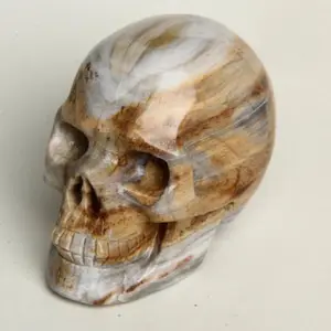 新化石木水晶头骨批发手工雕刻水晶头骨出售