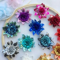 Appliques de fleurs 3D en 12 couleurs, paillettes, dentelle brillante, patch de fleurs colorées pour mariage/bandeau/vêtements