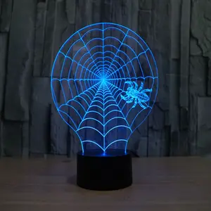 Lámpara LED 3D de araña de Coral para niños, luz nocturna con USB, acrílico, atmósfera, novedad