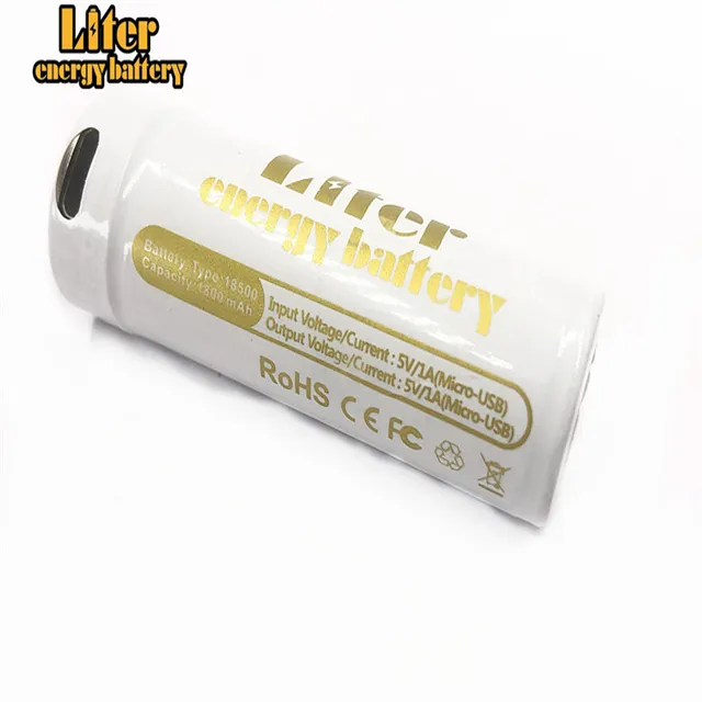 3.7 V 1800 mAh li-ion oplaadbare ICR18500 batterij met mirco USB fdual usb diy power bank li-ion usb 18500 batterij 1800 mAh