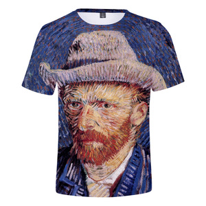 Sublimación <span class=keywords><strong>Vincent</strong></span> Van Gogh Diseño Impresión 3D Camiseta de gimnasio Tela de punto con impresión digital - Product Image 2