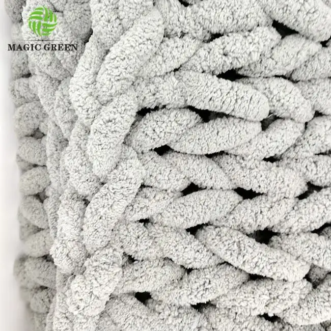 0.1S 2-2.5Cm 100% Polyester Chunky Jumbo Micro Chenille Tay Đan Mũ Đệm Thảm Kẻ Sọc Ném Chăn