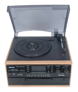 All in one music center gramophone record player, turntable with USB SD play&record, Cassette, CD Player &analogue AM/FM Radio