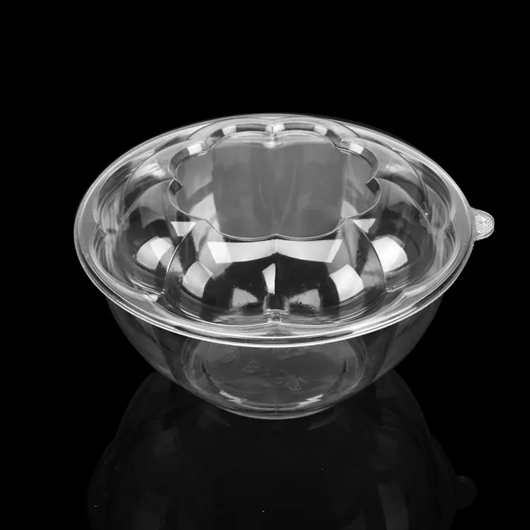 Tigela de salada plástica transparente descartável do animal de estimação 24 oz com tampa