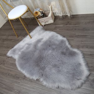Tappeto in finta pelle di pecora tappeto singolo in pelliccia morbida per divano letto o pavimento <span class=keywords><strong>grigio</strong></span> - Product Image 4