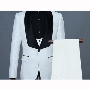<strong>Red</strong> White Pink <strong>Suit</strong> Men Slim Fit Shawl Collar Men <strong>Suits</strong> for Wedding Fashion Jacquard 3 Piece Prom <strong>Suits</strong> - Product Image 4