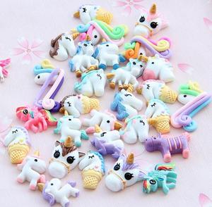 Colori misti artigianato in resina Charms <span class=keywords><strong>cavallo</strong></span> unicorno per decorazione telefono fai da te Kit melma posteriore piatta cabochon Kawaii giocattoli per capelli - Product Image 2
