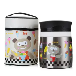 Pinkah Del Fumetto Logo 600ML Doppia Parete In Acciaio Inox Vuoto Isolato Thermos Bambini Termico Food Jar con Cucchiaio Pieghevole