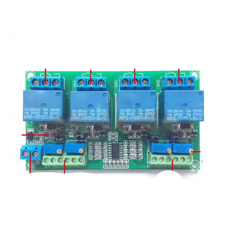 4 way relay module four channel voltage comparator circuit module LM339 LM393 circuit 5Vor 12V or24V