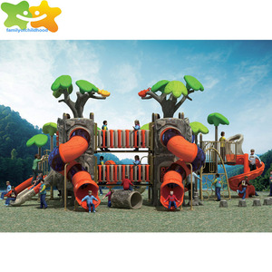 Mainan tempat bermain luar ruangan plastik anak-anak, Playhouse pohon dengan luncuran - Product Image 1