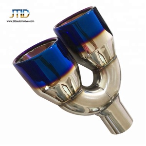 Embout d'échappement universel double 3 "à double paroi et angle décalé avec flamme bleue - Product Image 6