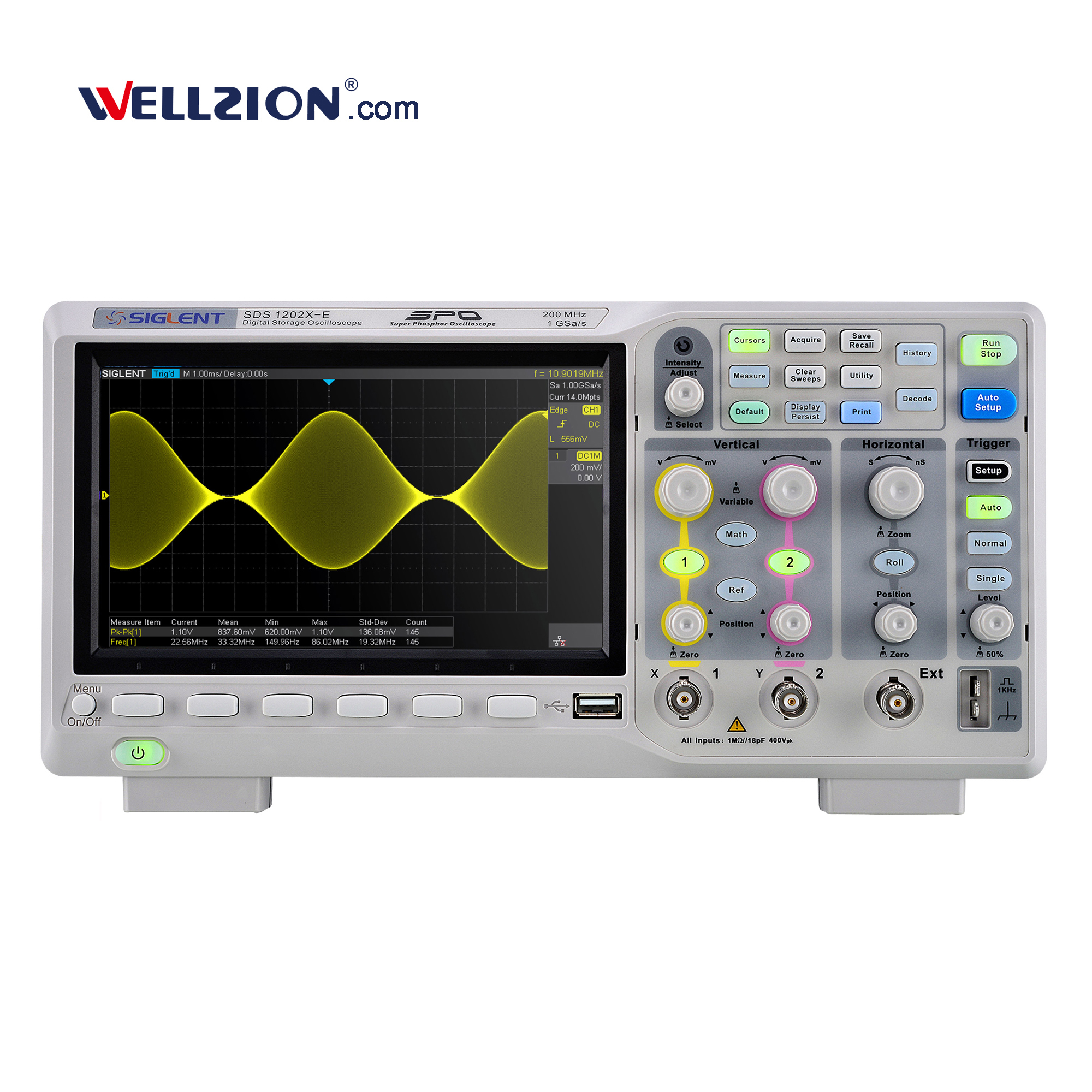 Siglent SDS1202X-E Color Temperature Display 100,000 wfm/s 200MHz Digital Oscilloscope