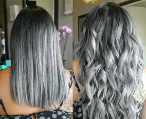 Good feedback 8-30 inches 100% human hair weave grey indian hair and black ombre hair extensions for sale