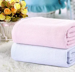 Mùa Hè Thoáng Khí Cotton Ngủ Chăn Lỗ Bọc Chăn Quấn Em Bé Bông Đan Chăn Tắm