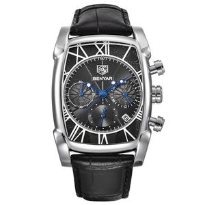 Relojes BENYAR para Hombre, Reloj de Pulsera de Cuarzo con Correa de Cuero, Reloj Deportivo Impermeable, Reloj Casual para Hombre, Reloj Hombre - Product Image 1