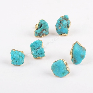 Natural Raw <strong>Turquoise</strong> <strong>Studs</strong> <strong>Earrings</strong>, Freeform Shape <strong>Turquoise</strong> <strong>Earrings</strong> Wholesale - Product Image 3