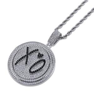 Collier à disque double couche rotatif Migos <span class=keywords><strong>Rap</strong></span> XO avec colliers pendentifs mode Zircon et <span class=keywords><strong>Love</strong></span> - Product Image 2