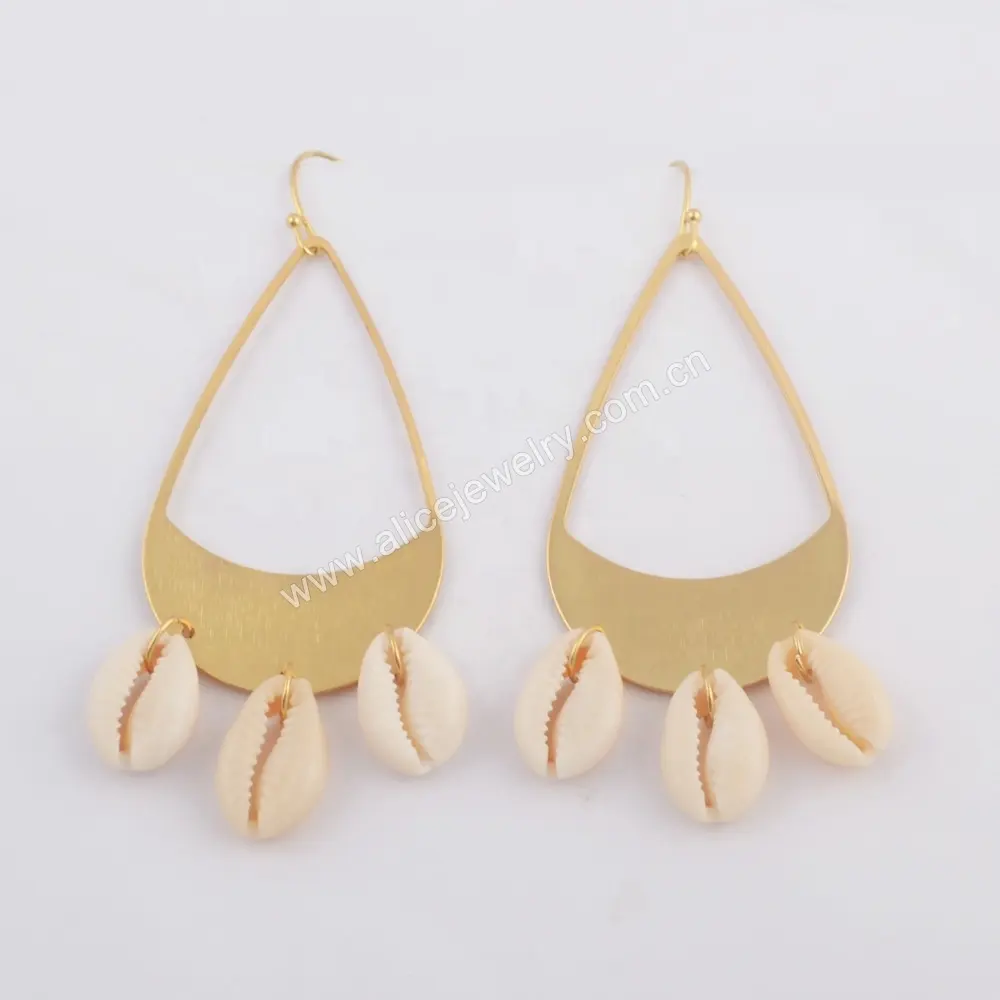 G1785 China factory price cowrie shell hoop earrings teardrop earrings women african earrings