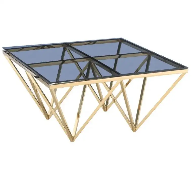 Зеркальный квадратный металлический журнальный столик из закаленного стекла, лучшие наборы кофейных столов для гостиной