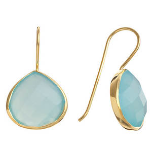 Pendientes de GEMA de Calcedonia Aqua, dorados - Product Image 1