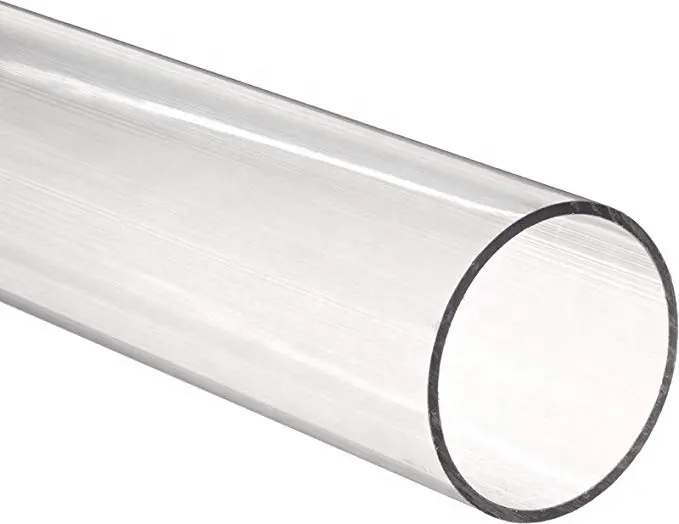 Tubería de policarbonato transparente de plástico acrílico, accesorios de tubería de vidrio Plexi de PVC