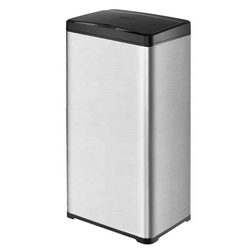 Basura de acero inoxidable sin contacto, basura, basura, cubo de basura, muebles de cocina inteligentes, gabinetes Offi, cubo de basura con Sensor automático de 13 galones, 50L