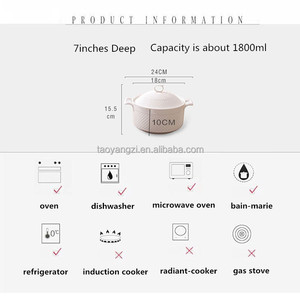 Pot à soupe et soupière en céramique blanche en gros avec couvercle et poignée 1800 ml - Product Image 4