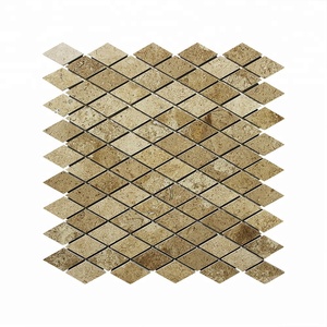 Popolare Cucina Backsplash mattonelle di mosaico di finitura beige <span class=keywords><strong>travertino</strong></span> levigato Diamante mattonelle di mosaico - Product Image 1