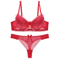 Ensemble de sous-vêtements brodés Sexy sans bretelles pour femmes coupe complète avec culotte de soutien-gorge en dentelle plus grande taille Sujetador costume à motif solide
