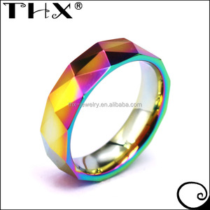 Clásico 6mm diamantes facetas corte de tungsteno de <span class=keywords><strong>Gay</strong></span> Lala promesa anillos de banda Arco Iris, anillo de boda - Product Image 5