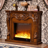 Meilleures ventes Cheminée en bois massif antique avec insert d'imitation de flamme (MOQ=1 ENSEMBLE)