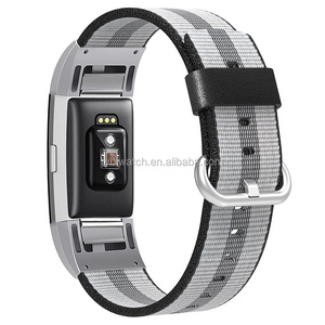 Para <span class=keywords><strong>Fitbit</strong></span> carga 2 bandas, prima woven nylon ajustable correa de repuesto con conector de metal para carga 2 mujeres hombres - Product Image 6