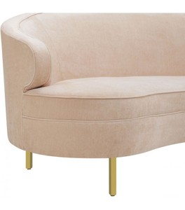 Cream Champagne Velvet Curved Silhouette <strong>Gold</strong> Stainless Steel Legs <strong>Sofa</strong> - Product Image 2