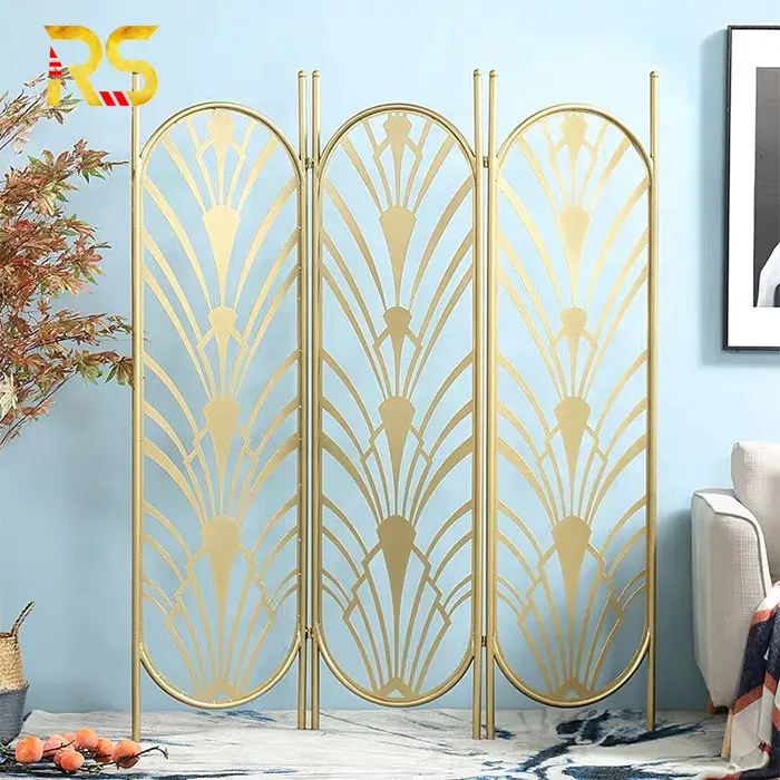 Foshan Moderne Ontwerp Gold Metal Opvouwbare Partition Muur Beweegbare Partitie Divider Voor Salon
