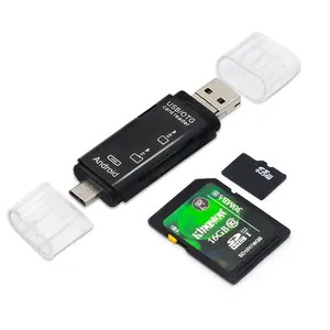 3 In 1 OTG Type C Card Reader Tipe C USB 2.0 Micro USB Combo untuk 2 Slot TF SD Card Reader untuk Smartphone untuk PC