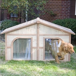 Extra große Massivholz-Hundehütten für zwei Hunde oder 1 große Rassen Hunde bett im Freien hat einen erhöhten Boden und natürliche Isolierung - Product Image 3