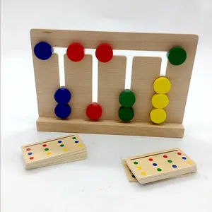 Education Toys Four Color Chess Game Interaction Montessori Wooden Toys For Hand-brain Coordination Colour Recognition