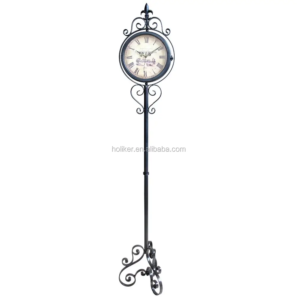 Double faces floor stand up clock for home decor