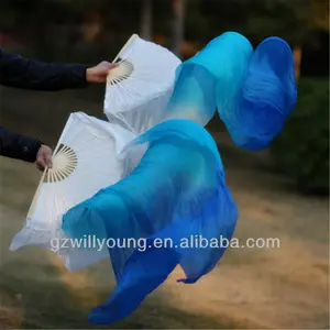 Belly Dance Real Silk Fan Veils、Pure Silk Material、180*90CM、WHITE/TURQUOISE/BLUE
