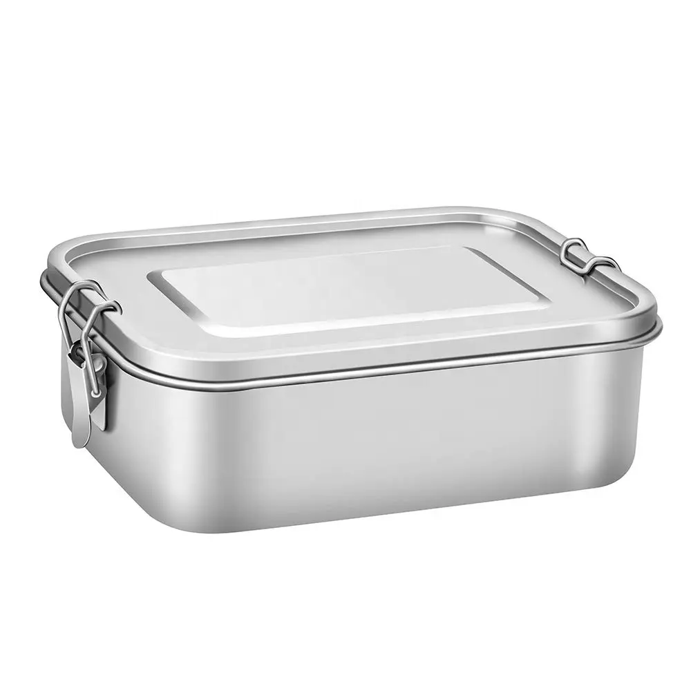 18/8 Lfgb Eco Metalen Keuken Voedsel Opslag Container Met Verwijderbare Compartiment 1200Ml Lunchbox Roestvrij Staal