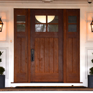 Paneles de <span class=keywords><strong>Puerta</strong></span> de <span class=keywords><strong>Madera</strong></span> y Vidrio Aislantes para Villa con Diseño Elegante y Dos Luces Laterales - Product Image 4