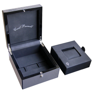 Carbon fiber veneer High gloss finish wooden watch gift box for man watch boxes