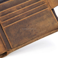 Dompet Kulit Pria, Penutup Ritsleting dengan Pemegang Kartu Kredit BO-81001 Kulit Kuda Gila Ritsleting Pu & Pengait