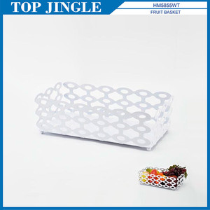 Cesta de fruta vacía de metal blanco de diseño decorativo - Product Image 1